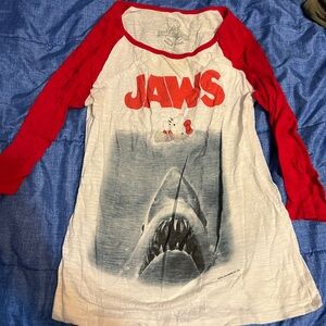 Universal Jaws Long Sleeve Tee - Red & White